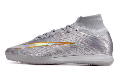 Nike Air Zoom Mercurial Superfly 9 Elite IC High-Tops Football Shoes - Silver/Gold/Yellow