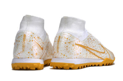 Nike Air Zoom Mercurial Superfly 9 Elite TF High-Tops Football Shoes - White/Gold