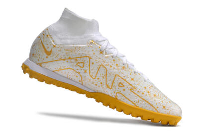 Nike Air Zoom Mercurial Superfly 9 Elite TF High-Tops Football Shoes - White/Gold