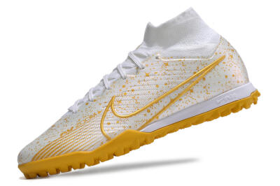 Nike Air Zoom Mercurial Superfly 9 Elite TF High-Tops Football Shoes - White/Gold