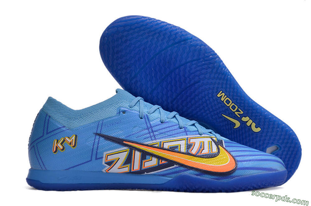 Nike Air Zoom Mercurial Vapor 15 Elite IC Low-Tops Football Shoes - Blue/Yellow/Black 1