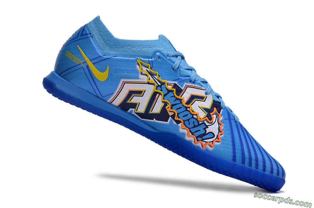 Nike Air Zoom Mercurial Vapor 15 Elite IC Low-Tops Football Shoes - Blue/Yellow/Black 4