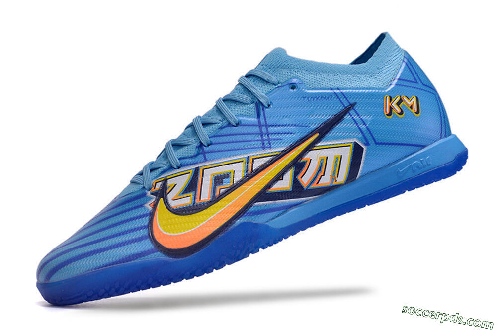 Nike Air Zoom Mercurial Vapor 15 Elite IC Low-Tops Football Shoes - Blue/Yellow/Black 5