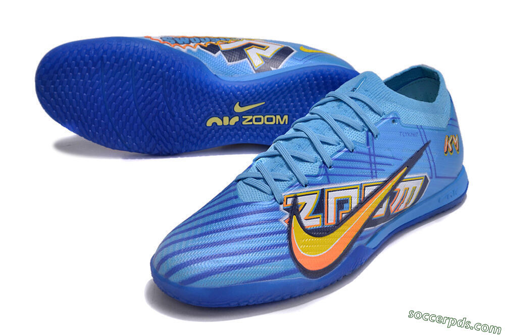 Nike Air Zoom Mercurial Vapor 15 Elite IC Low-Tops Football Shoes - Blue/Yellow/Black 3