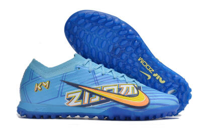 Kylian Mbappe x Nike Air Zoom Mercurial Vapor 15 Elite TF Low-Tops Football Shoes - Blue/Yellow/Black