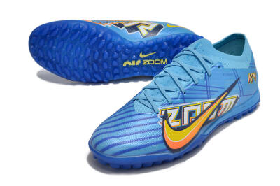 Kylian Mbappe x Nike Air Zoom Mercurial Vapor 15 Elite TF Low-Tops Football Shoes - Blue/Yellow/Black