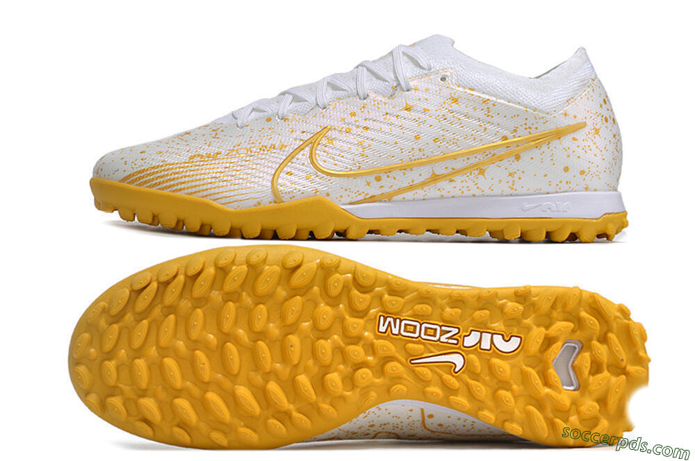 Nike Air Zoom Mercurial Vapor 15 Elite TF Low-Tops Football Shoes - White/Gold 0
