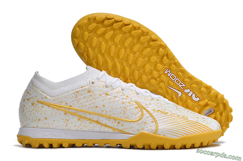 Nike Air Zoom Mercurial Vapor 15 Elite TF Low-Tops Football Shoes - White/Gold 1