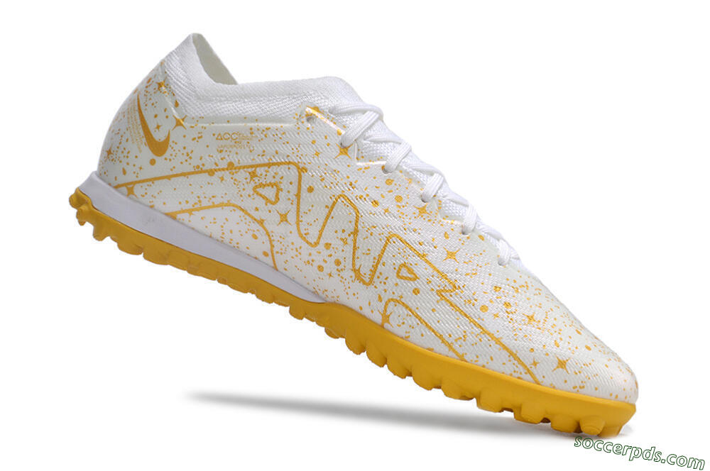 Nike Air Zoom Mercurial Vapor 15 Elite TF Low-Tops Football Shoes - White/Gold 4