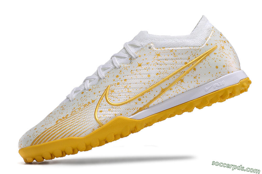 Nike Air Zoom Mercurial Vapor 15 Elite TF Low-Tops Football Shoes - White/Gold 5