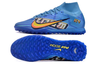 Kylian Mbappe x Nike Air Zoom Mercurial Superfly 9 Elite TF High-Tops Football Shoes - Blue/Yellow/Black
