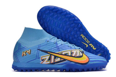 Kylian Mbappe x Nike Air Zoom Mercurial Superfly 9 Elite TF High-Tops Football Shoes - Blue/Yellow/Black