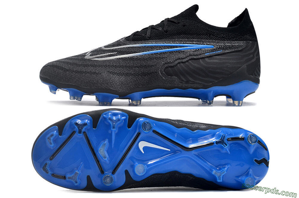 Nike Phantom GX Elite FG Low-Tops Football Boots - Black/Grey/Blue 0