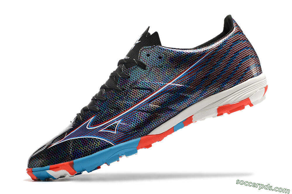 Mizuno Alpha Made in Japan TF Low-Tops Football Shoes - Black/Red/Blue 7