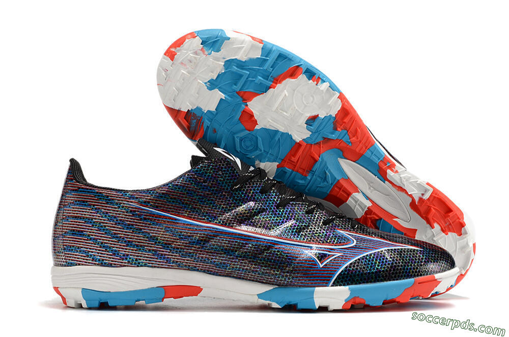 Mizuno Alpha Made in Japan TF Low-Tops Football Shoes - Black/Red/Blue 1