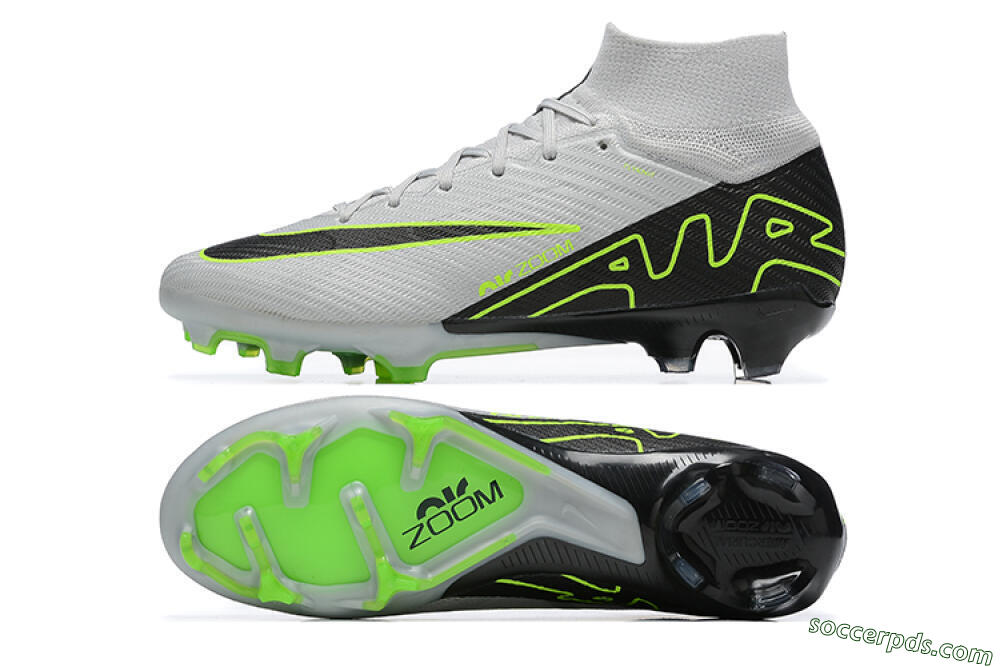 Nike Air Zoom Mercurial Superfly 9 Elite FG High-Tops Football Boots - White/Black/Green 0