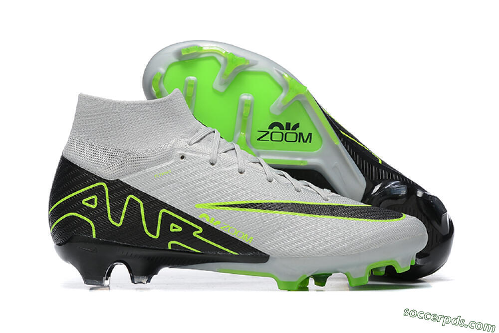 Nike Air Zoom Mercurial Superfly 9 Elite FG High-Tops Football Boots - White/Black/Green 1