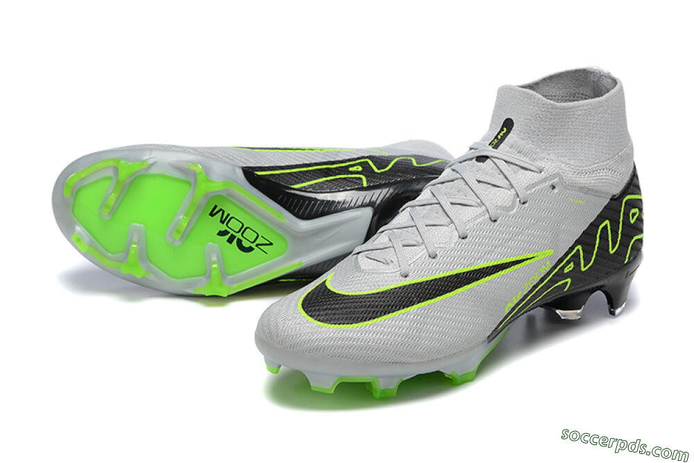 Nike Air Zoom Mercurial Superfly 9 Elite FG High-Tops Football Boots - White/Black/Green 3