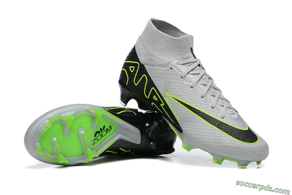 Nike Air Zoom Mercurial Superfly 9 Elite FG High-Tops Football Boots - White/Black/Green 4