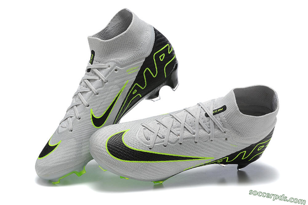 Nike Air Zoom Mercurial Superfly 9 Elite FG High-Tops Football Boots - White/Black/Green 5