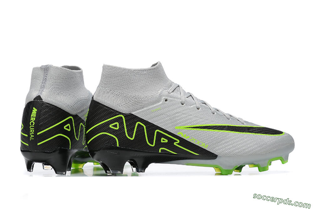 Nike Air Zoom Mercurial Superfly 9 Elite FG High-Tops Football Boots - White/Black/Green 6