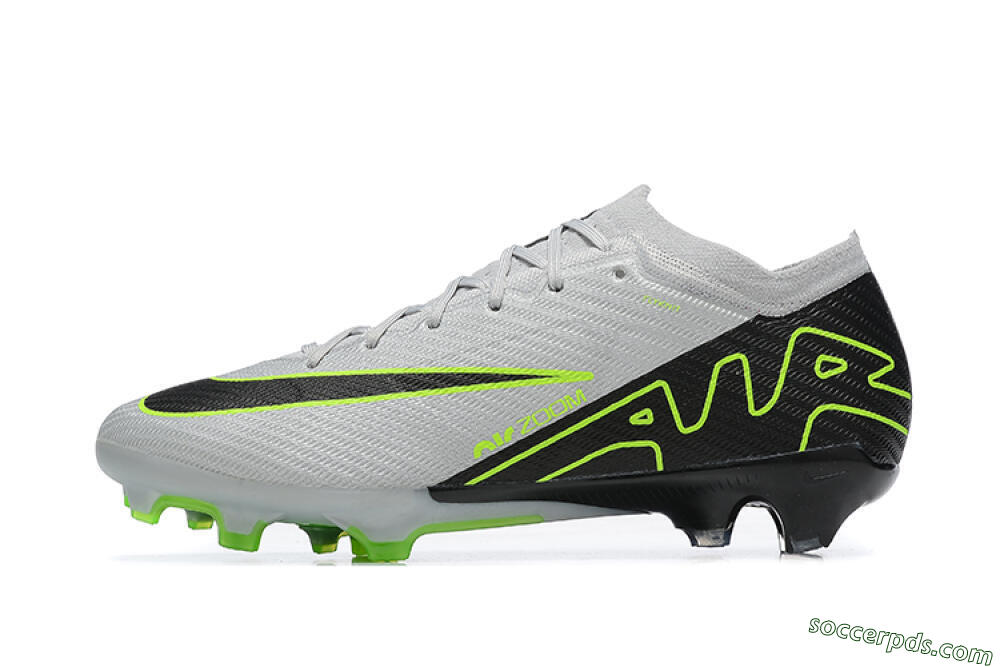 Nike Air Zoom Mercurial Vapor 15 Elite FG Low-Tops Football Boots - White/Black/Green 2