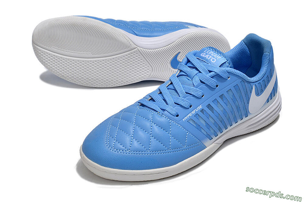 Nike Lunar Gato 2 IC Low-Tops Football Shoes - Blue/White 3