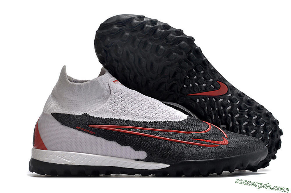 Nike Phantom GX Elite DF Link TF High-Tops Football Shoes - White/Black/Red 1