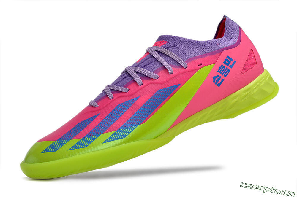 Adidas X Crazyfast.1 IC Low-Tops Football Shoes - Pink/Purple/Blue/Green 5