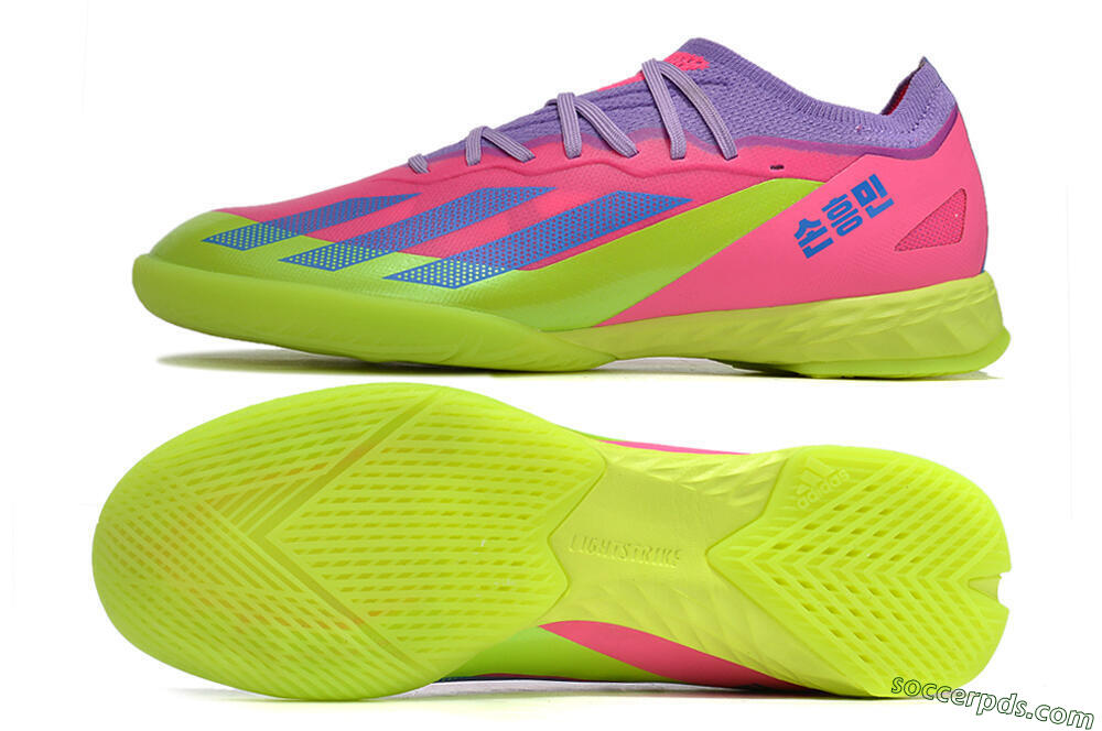 Adidas X Crazyfast.1 IC Low-Tops Football Shoes - Pink/Purple/Blue/Green 0