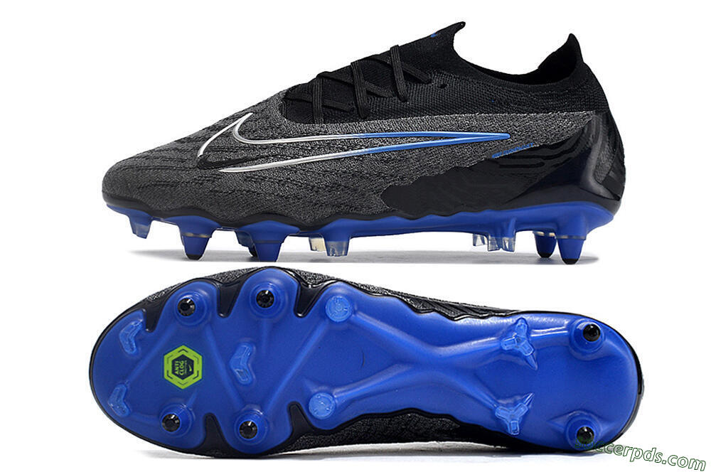 Nike Phantom GX Elite Link Pro SG Low-Tops Football Boots - Black/Grey/Blue 0
