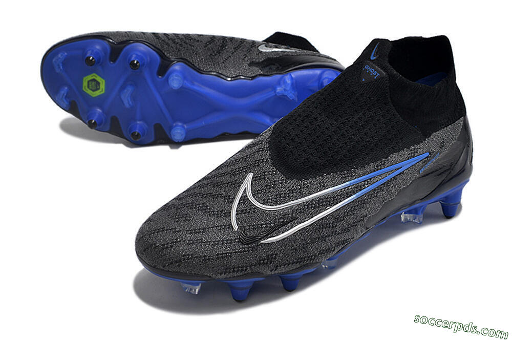 Nike Phantom GX Elite DF Link Pro SG High-Tops Football Boots - Black/Grey/Blue 3