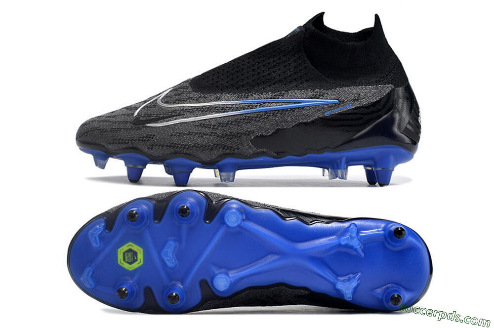 Nike Phantom GX Elite DF Link Pro SG High-Tops Football Boots - Black/Grey/Blue 0