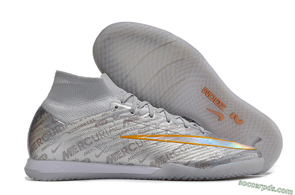 Nike Air Zoom Mercurial Superfly 9 Elite IC High-Tops Football Shoes - Silver/Gold 1