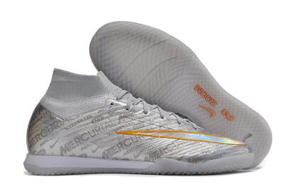 Nike Air Zoom Mercurial Superfly 9 Elite IC High-Tops Football Shoes - Silver/Gold