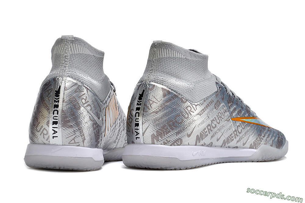 Nike Air Zoom Mercurial Superfly 9 Elite IC High-Tops Football Shoes - Silver/Gold 4