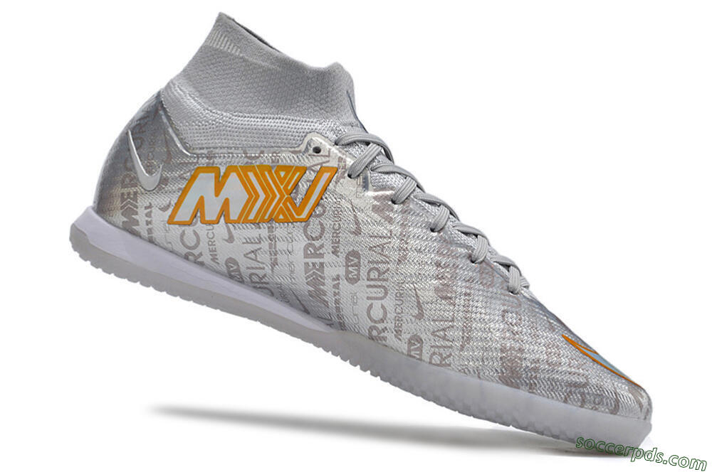 Nike Air Zoom Mercurial Superfly 9 Elite IC High-Tops Football Shoes - Silver/Gold 6