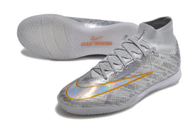 Nike Air Zoom Mercurial Superfly 9 Elite IC High-Tops Football Shoes - Silver/Gold