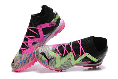 Puma Future Ultimate TF Low-Tops Football Shoes - Black/Grey/Green/Pink