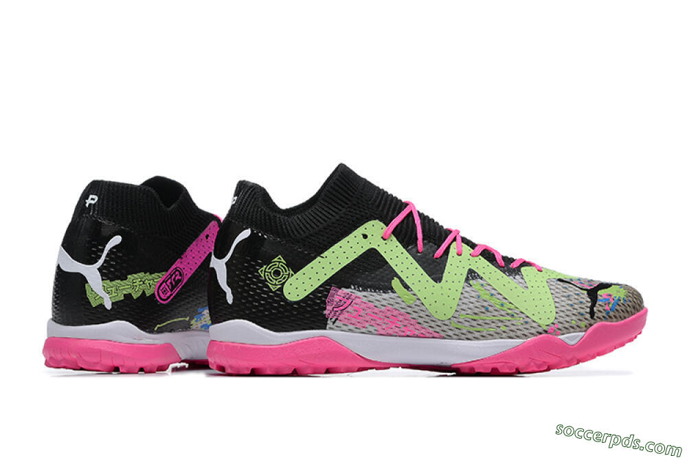 Puma Future Ultimate TF Low-Tops Football Shoes - Black/Grey/Green/Pink 8