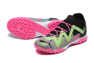 Puma Future Ultimate TF Low-Tops Football Shoes - Black/Grey/Green/Pink