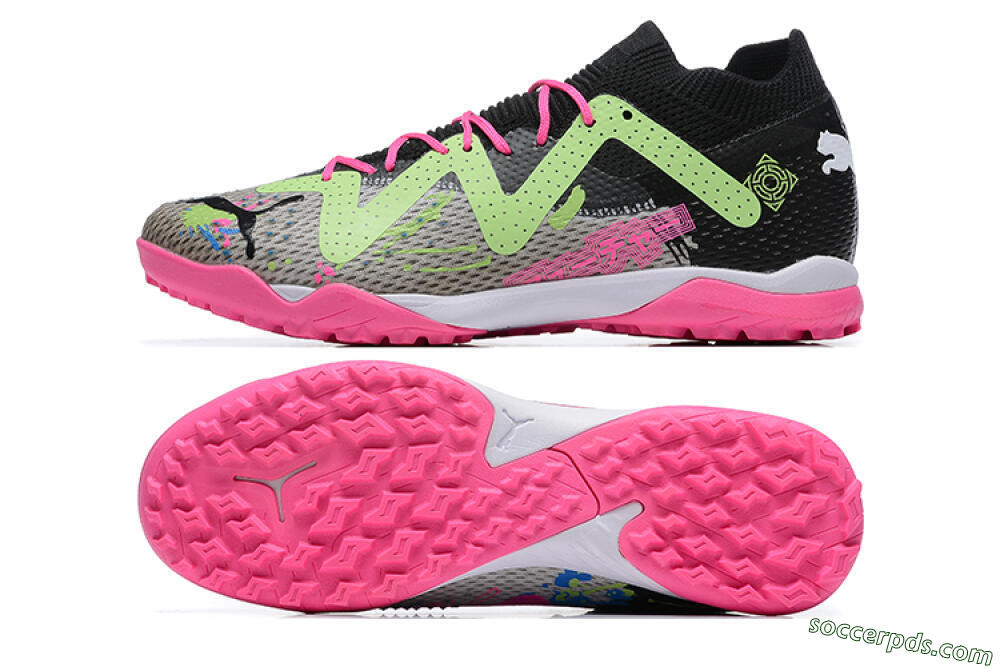 Puma Future Ultimate TF Low-Tops Football Shoes - Black/Grey/Green/Pink 0