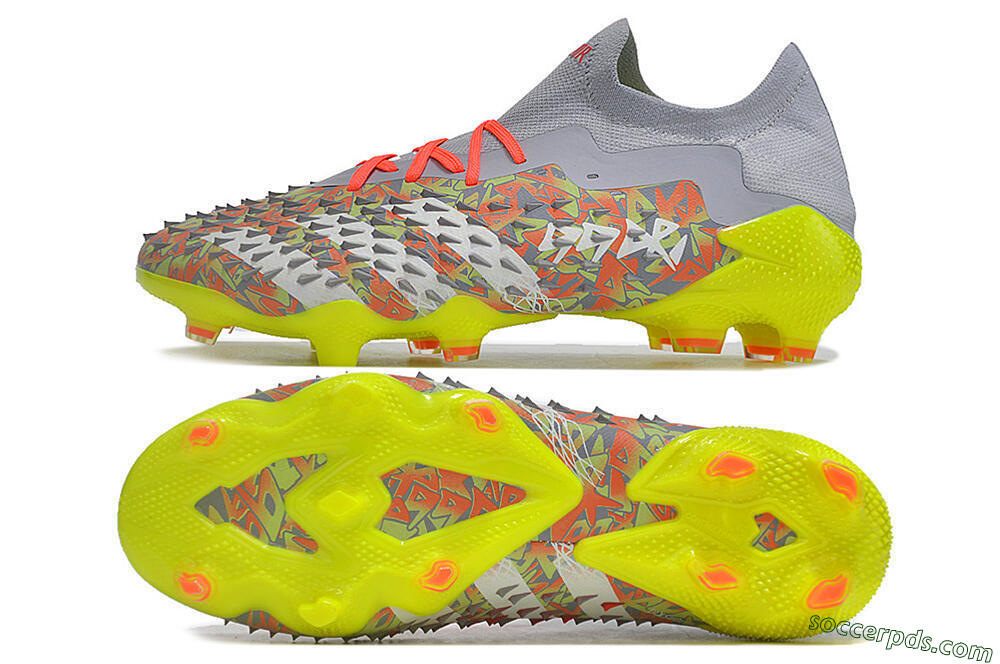 Adidas Predator Freak.1 FG Low-Tops Football Boots - Grey/White/Orange/Green 0