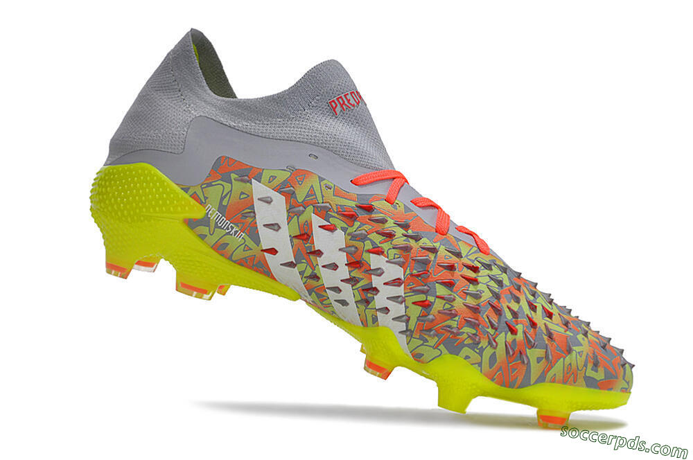 Adidas Predator Freak.1 FG Low-Tops Football Boots - Grey/White/Orange/Green 4