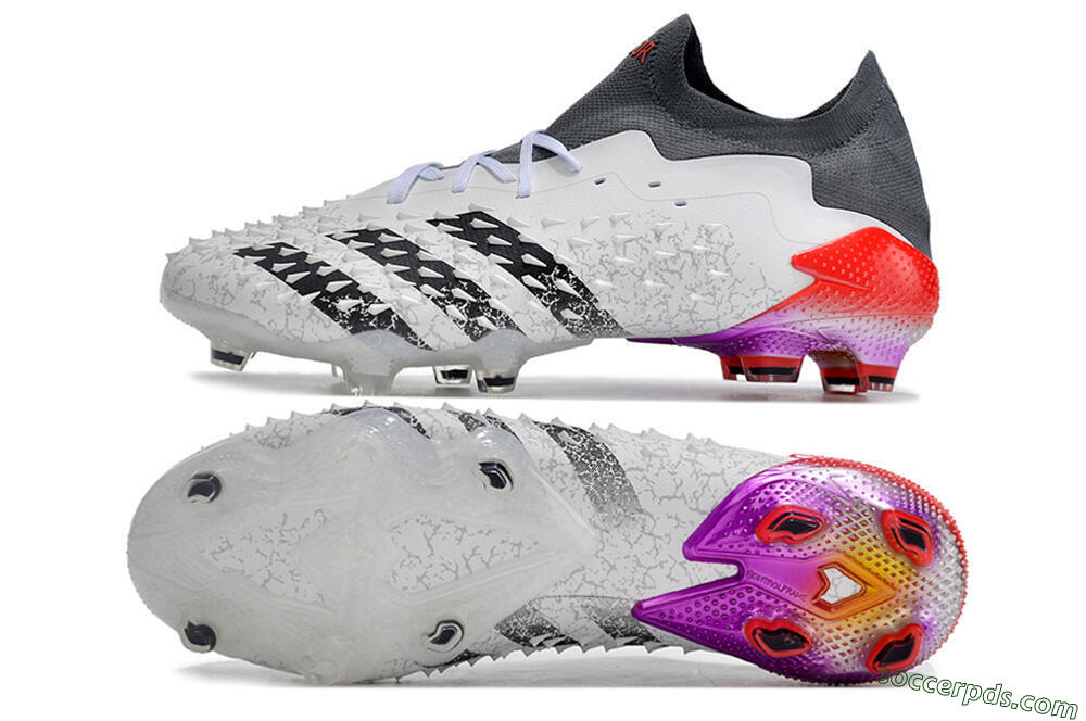 Adidas Predator Freak.1 FG Low-Tops Football Boots - White/Black/Grey/Red 0