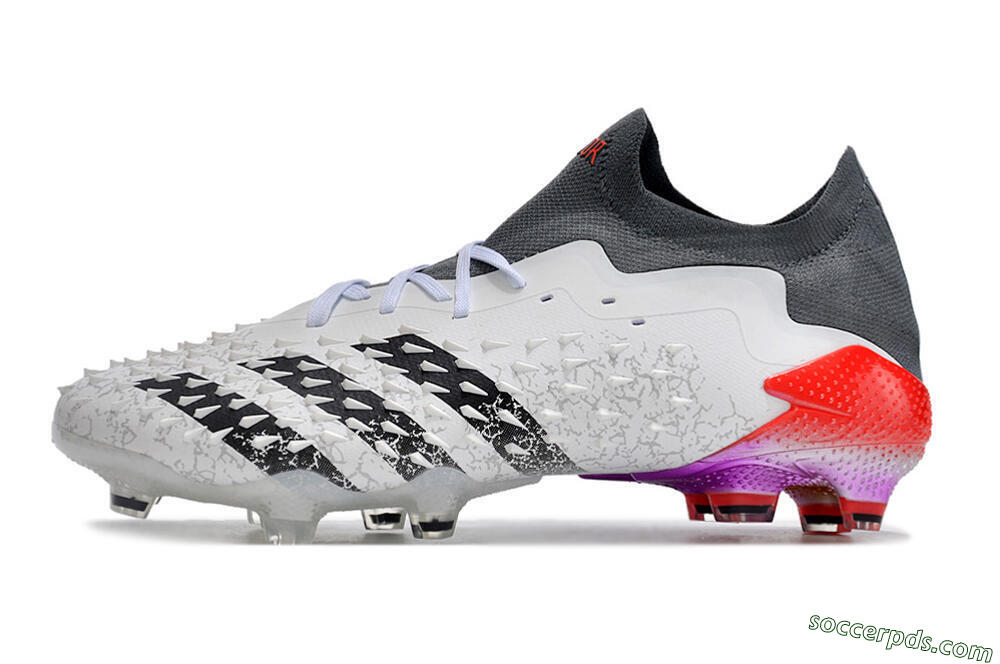 Adidas Predator Freak.1 FG Low-Tops Football Boots - White/Black/Grey/Red 2