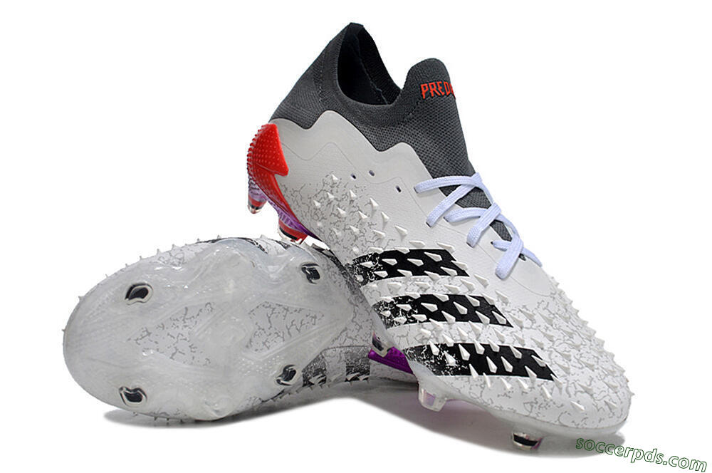 Adidas Predator Freak.1 FG Low-Tops Football Boots - White/Black/Grey/Red 3