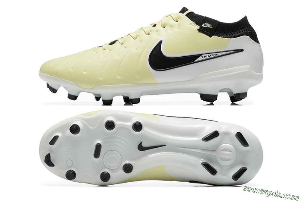 Nike Tiempo Legend 10 Elite FG Low-Tops Football Boots - Beige/White/Black 0