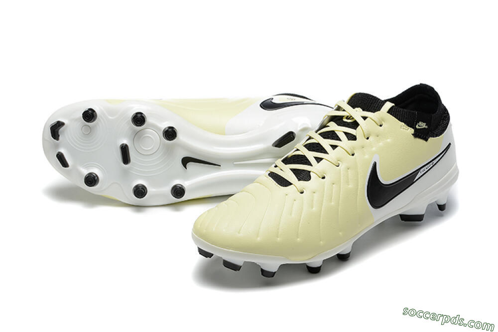 Nike Tiempo Legend 10 Elite FG Low-Tops Football Boots - Beige/White/Black 3