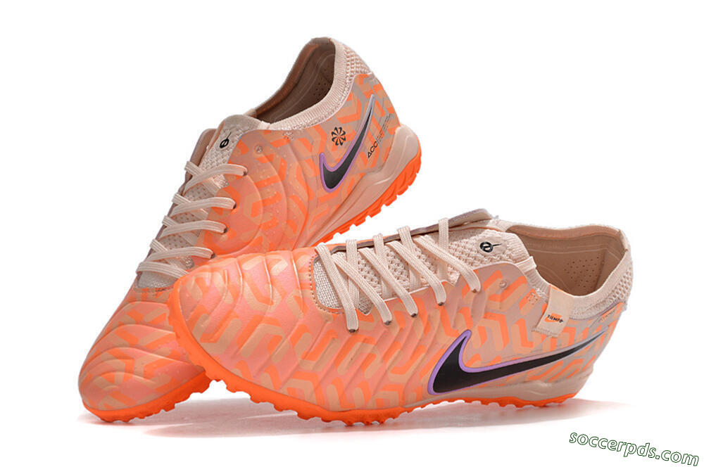 Nike Tiempo Legend 10 Elite TF Low-Tops Football Shoes - Orange/White/Black 5